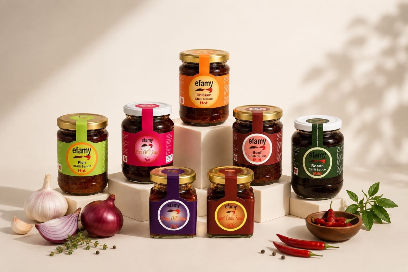 Efamy chilli sauces and seasonings