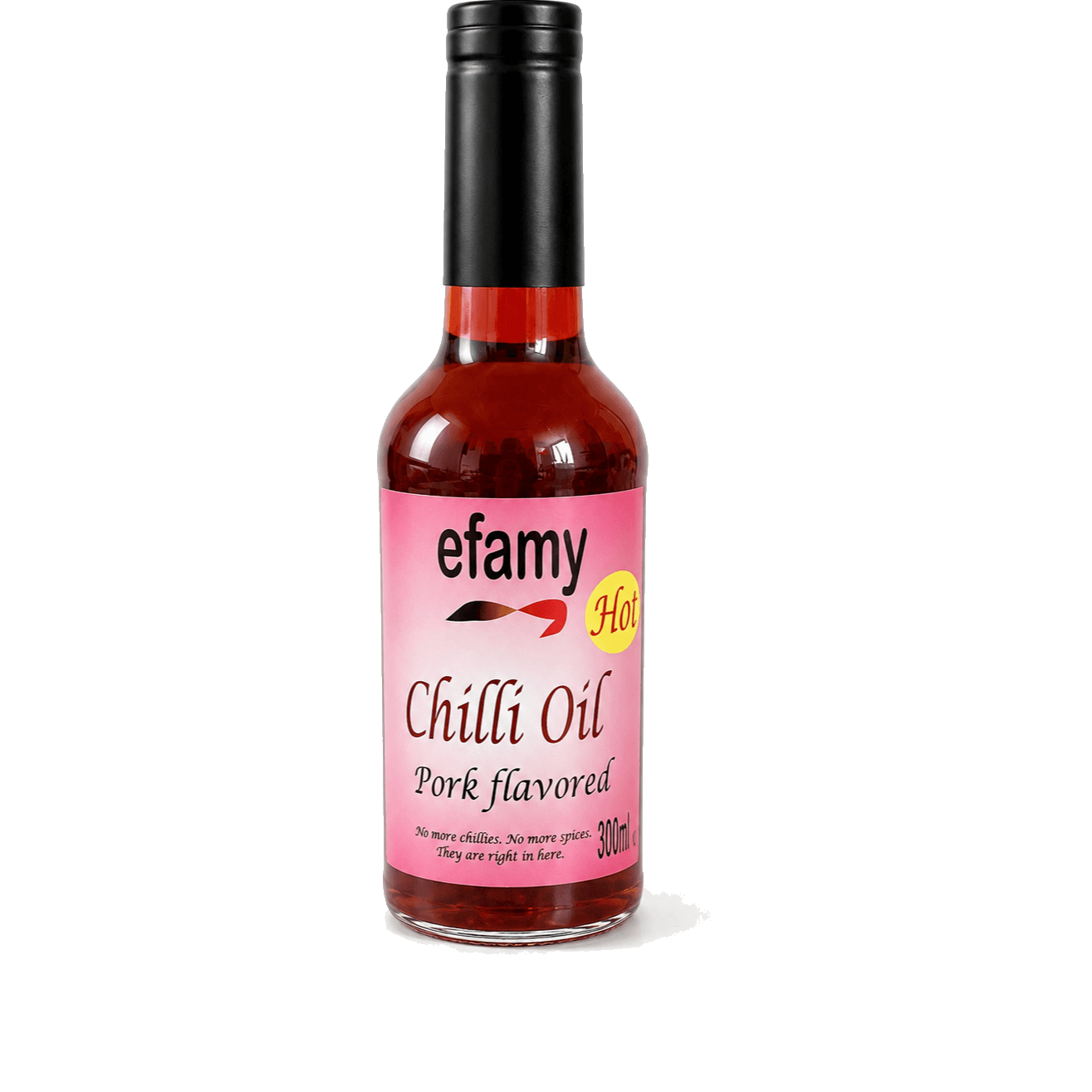 Bottle of Efamy pork flavoured chilli oil